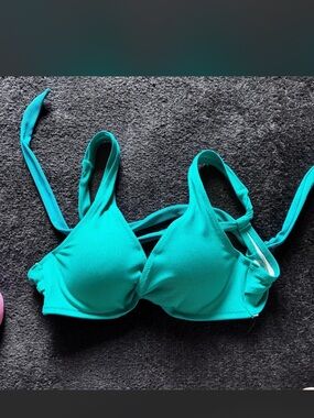 Shade & Shore Ribbed Teal Push-Up Bikini Top